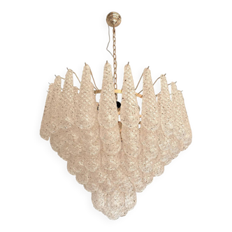 Huge Italian "Conchiglie" Murano Glass Gold Chandelier