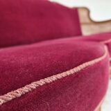 1950s, Danish 3-seater sofa, furniture velour, ash wood, mesh.