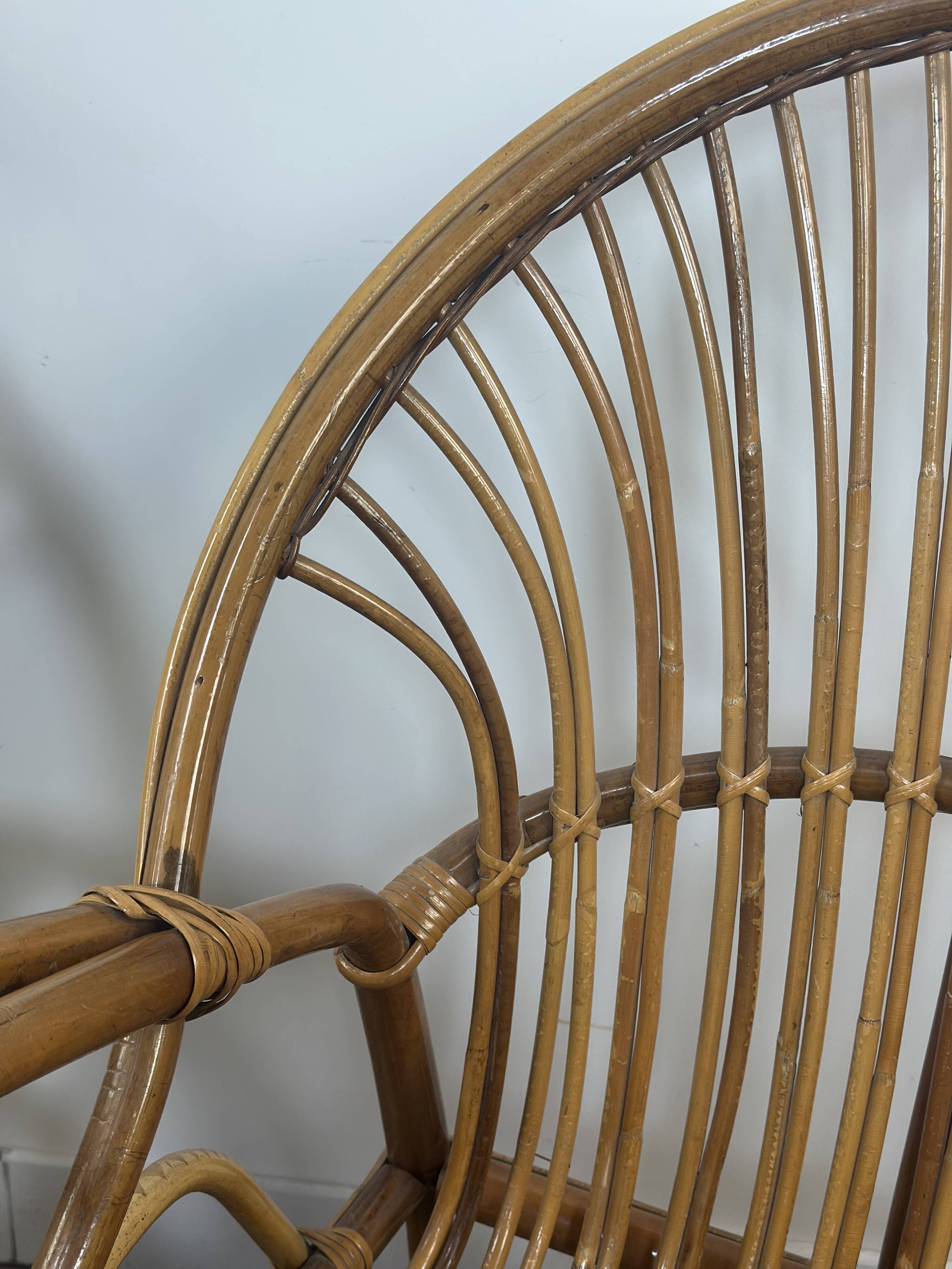 Fauteuils (la paire) vintage 1960 en rotin et bambou