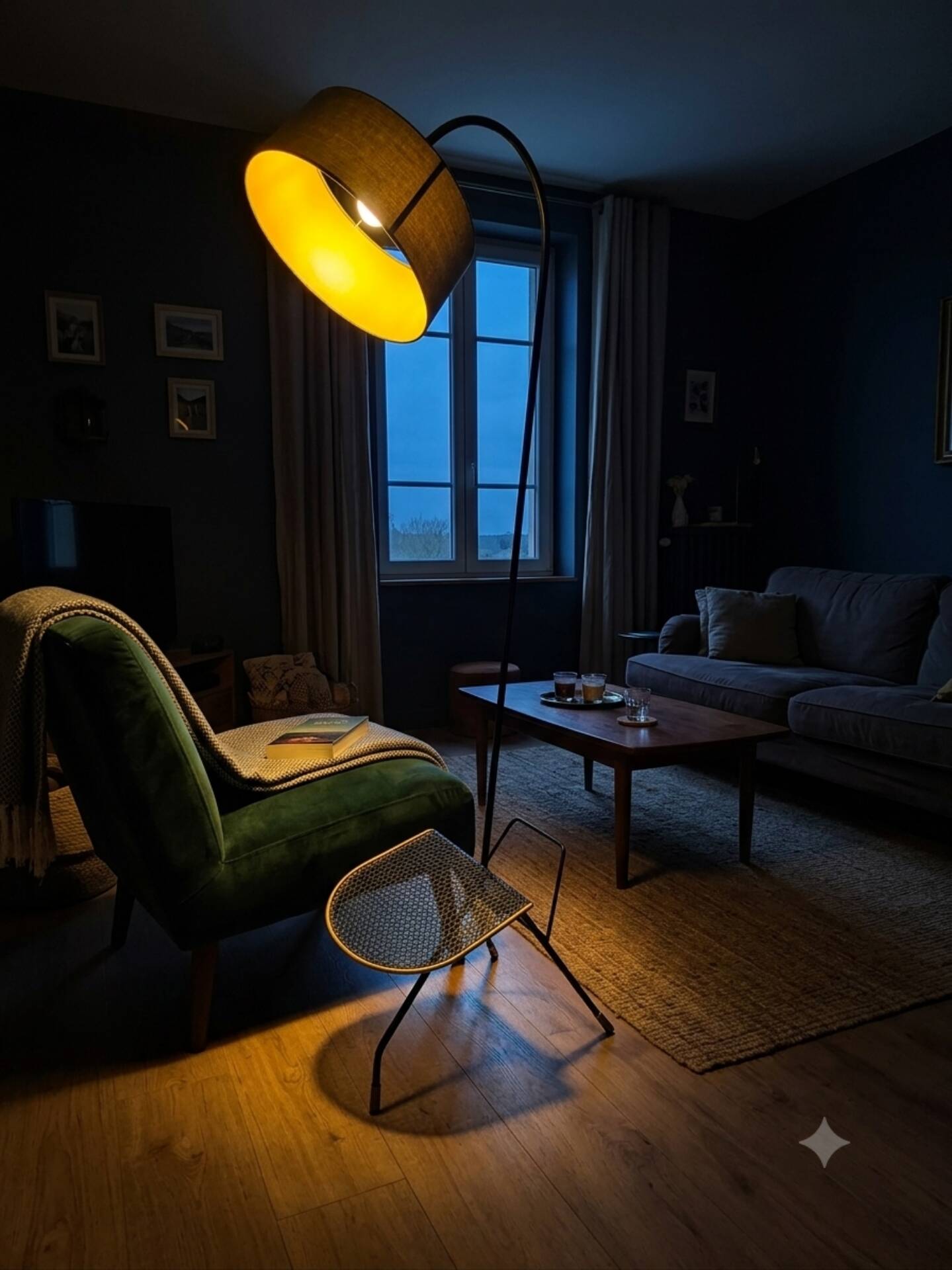 Lampadaire tripode style Matégot années 50