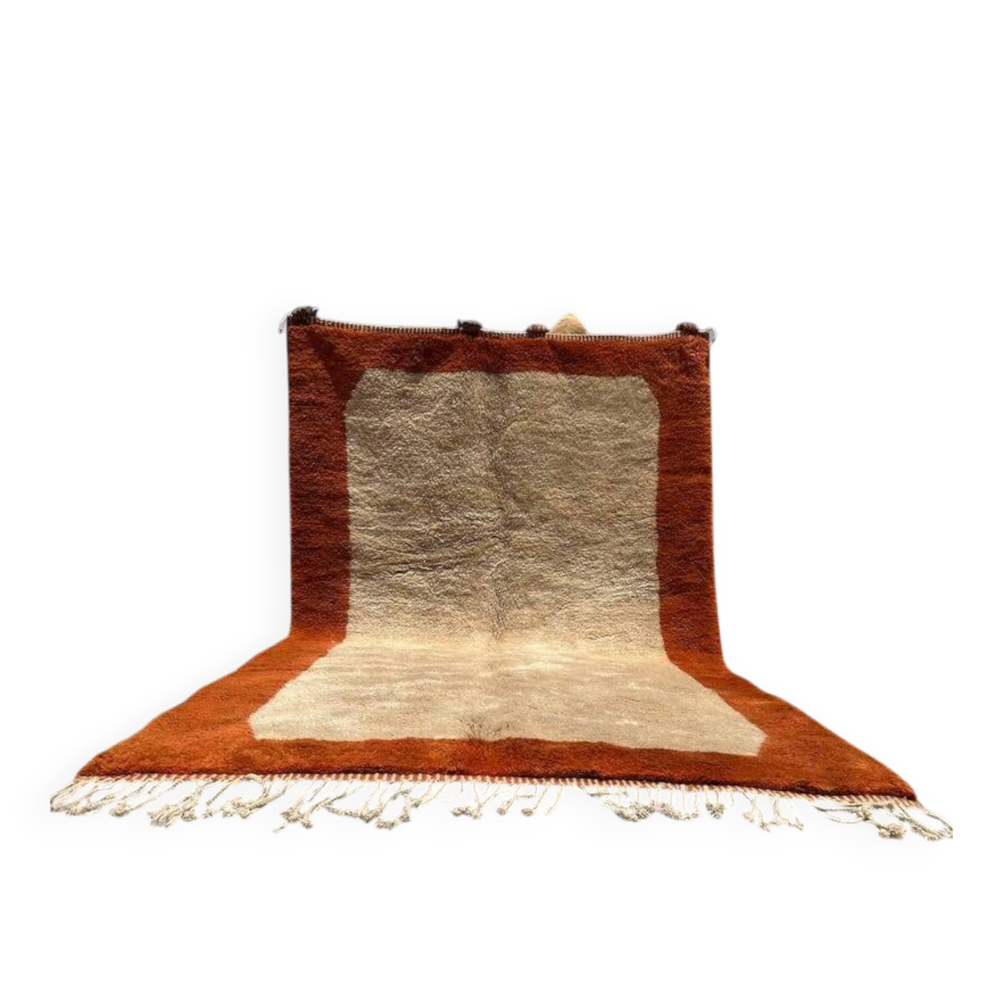 Terracotta and beige Moroccan Mrirt rug 340x230 cm – framed pattern
