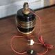 Vintage lamp, table lamp, bedside lamp, black and gold lamp base