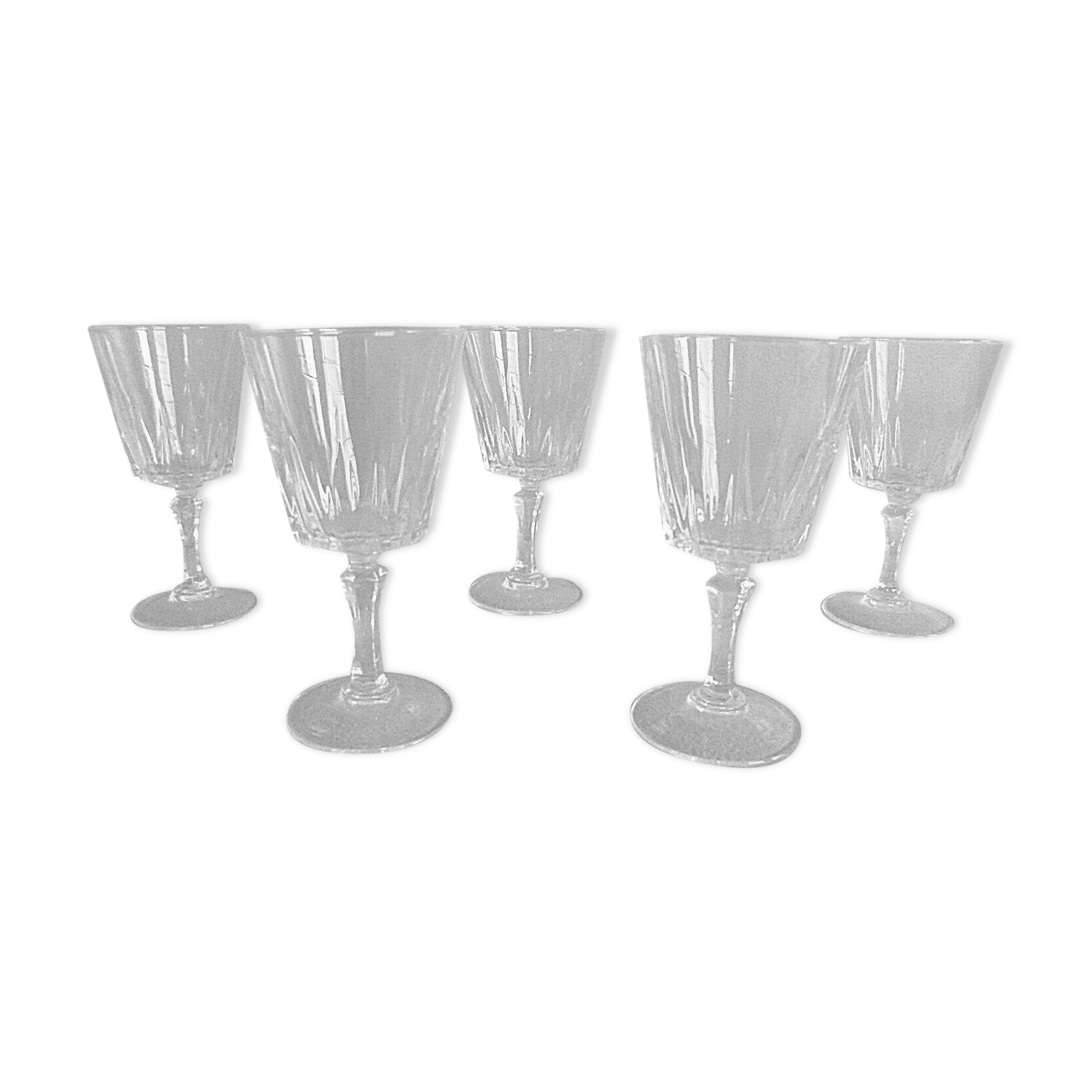 Lot of 5 chiseled crystal walking glasses