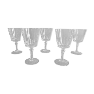 Lot of 5 chiseled crystal walking glasses