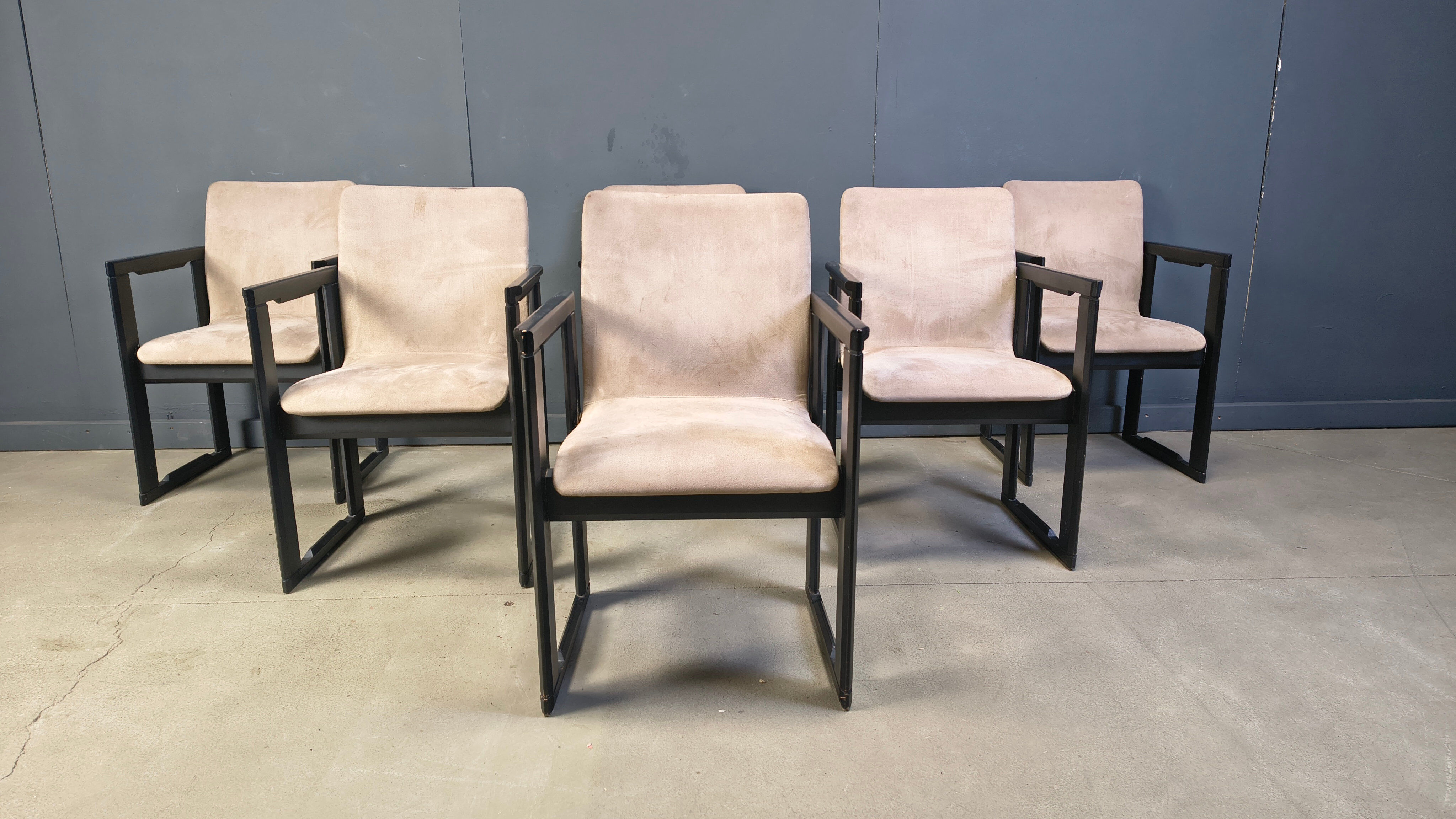 Set of 6 vintage dining chairs attributed to Tobia Scarpa, 1970s