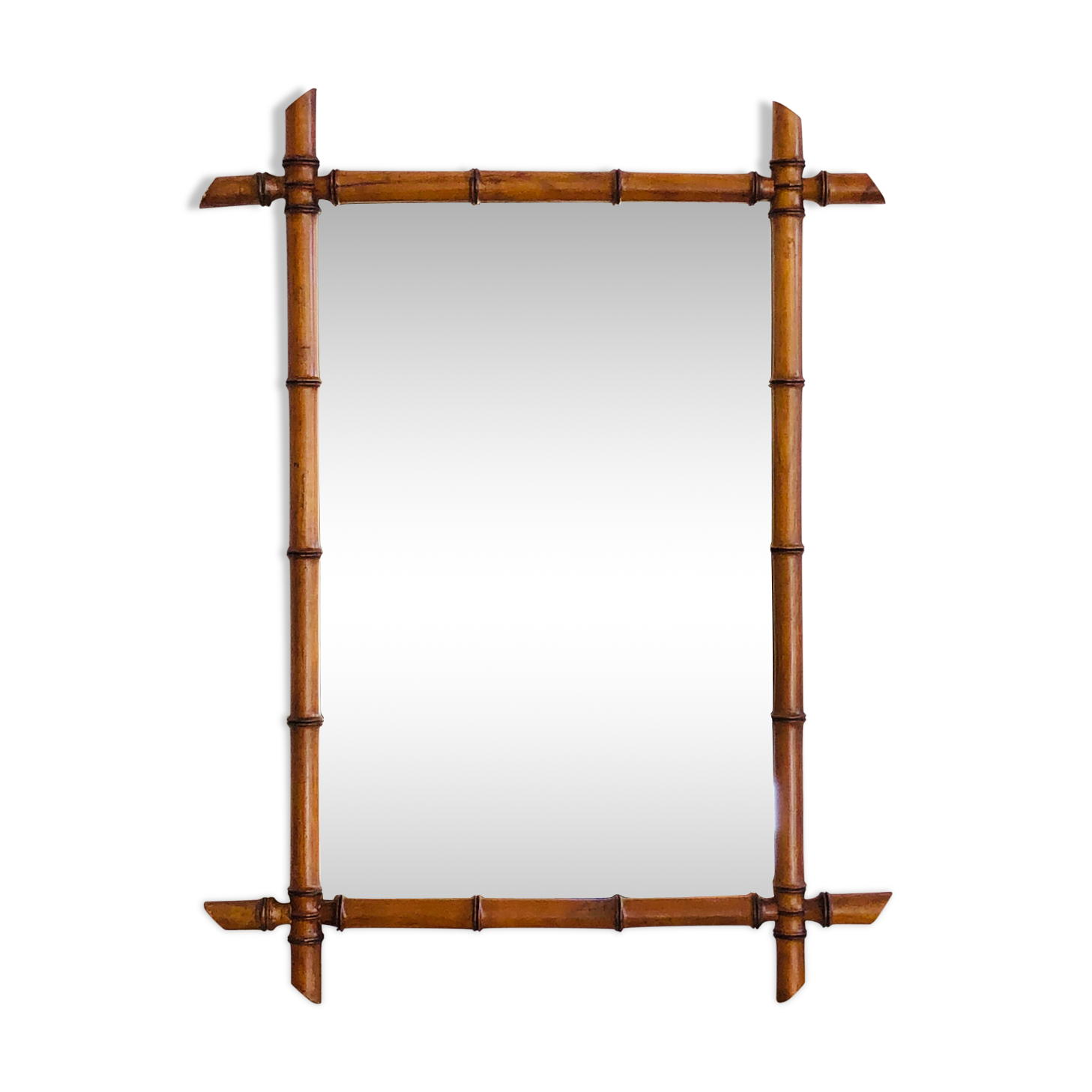 Fake bamboo wooden mirror 91 x 68 cm