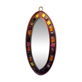 Mirror Jacques Avoinet mid-century brutalist glass, wrought iron, lead