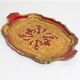 Deep red vintage decorative plate in wood, Italy, 1960s