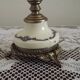 French Vintage Decorative Silver Metal and Porcelain Shaded Table Lamp