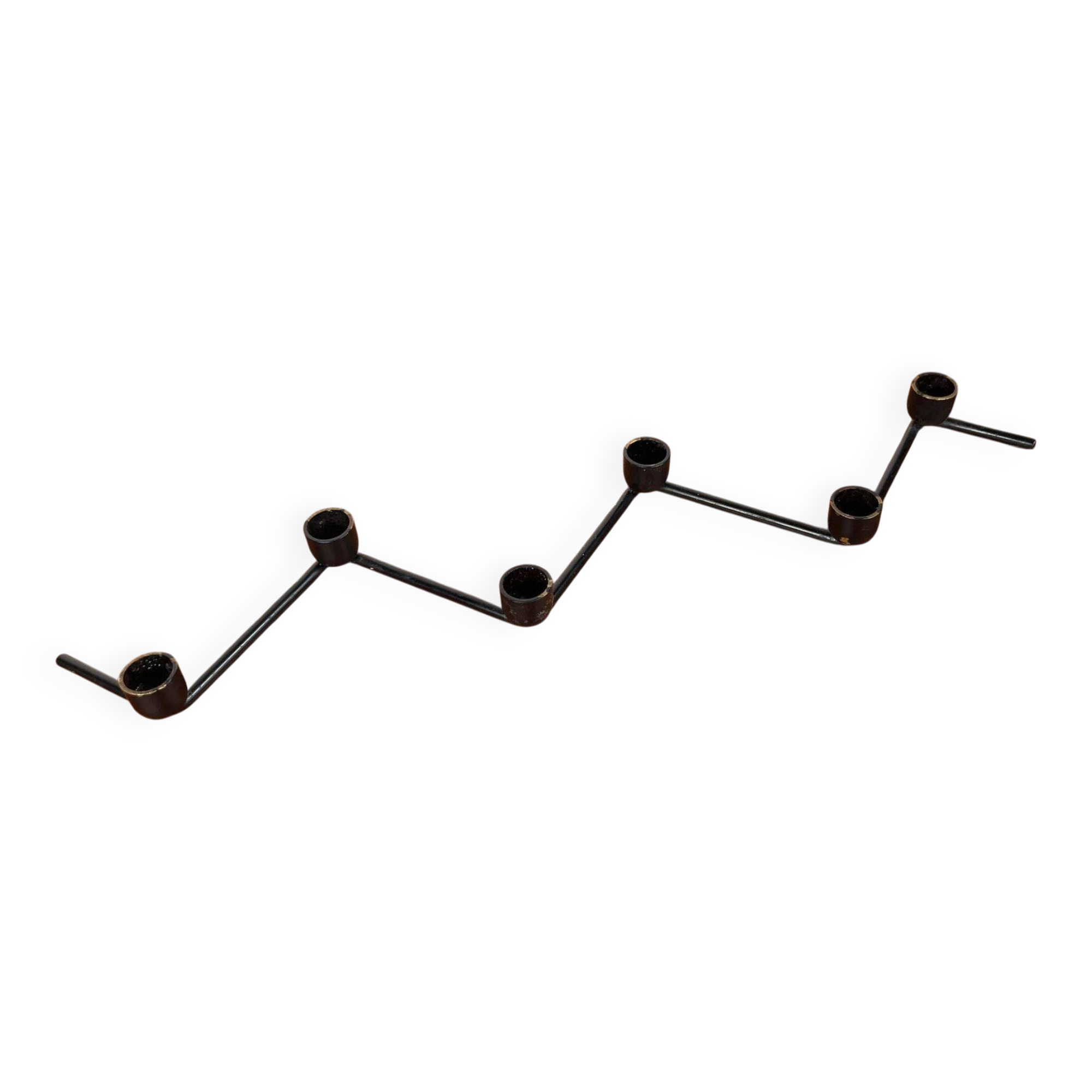 Mid-century Danish minimalist metal candlestick from the 1960s.