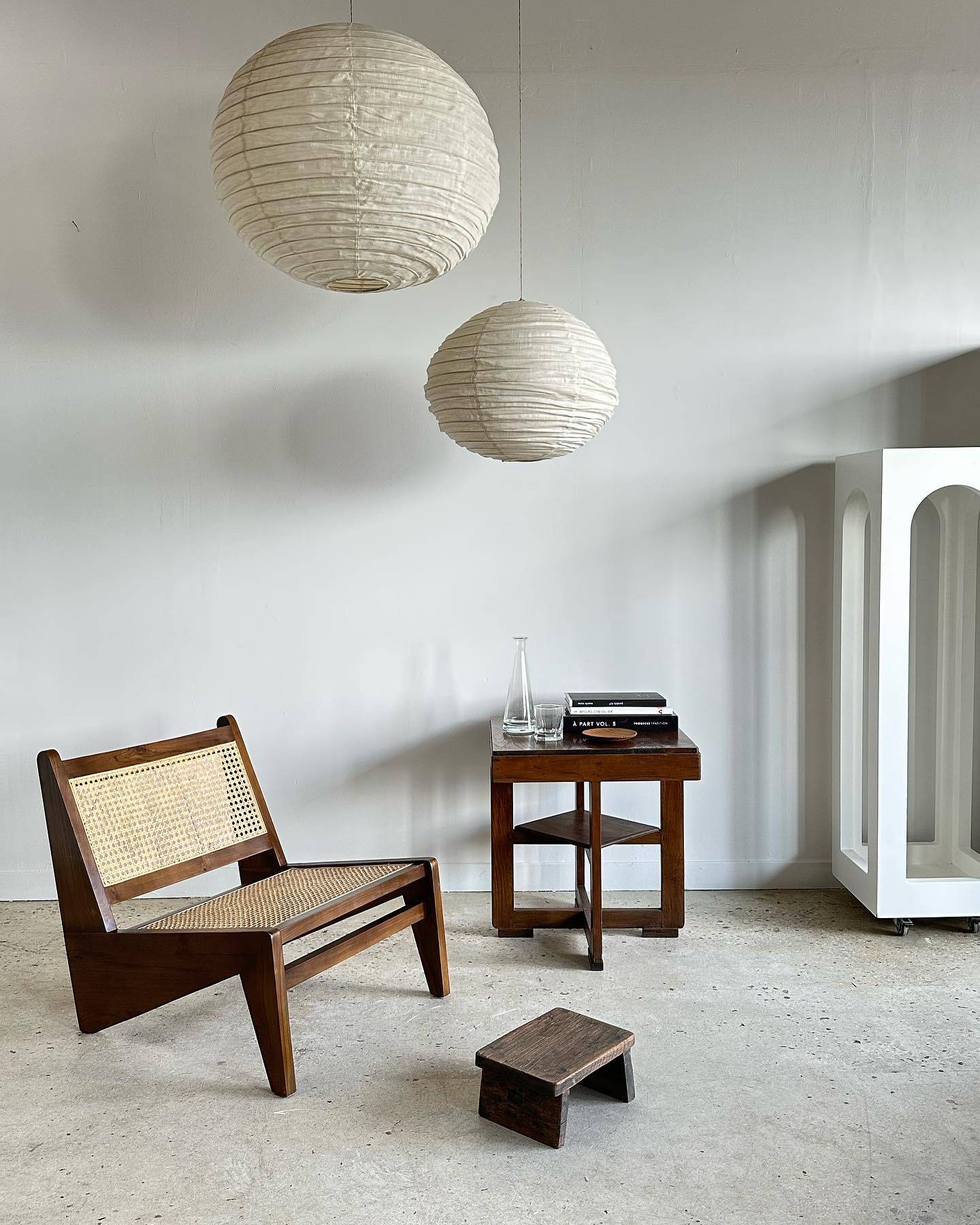 Large round suspension in rattan and natural linen, Japanese style, D:60.