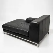 IKEA Kramfors black leather chaise longue