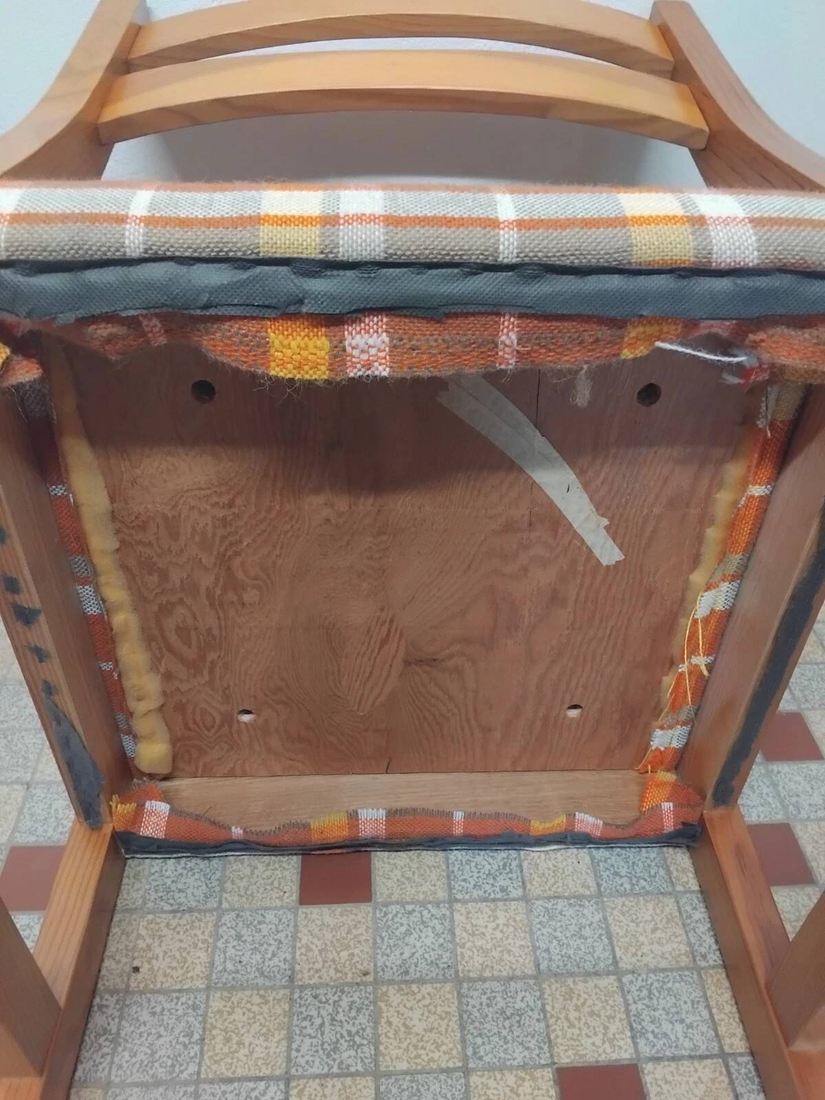 Pair of Vintage Wooden / Orange Fabric Chairs