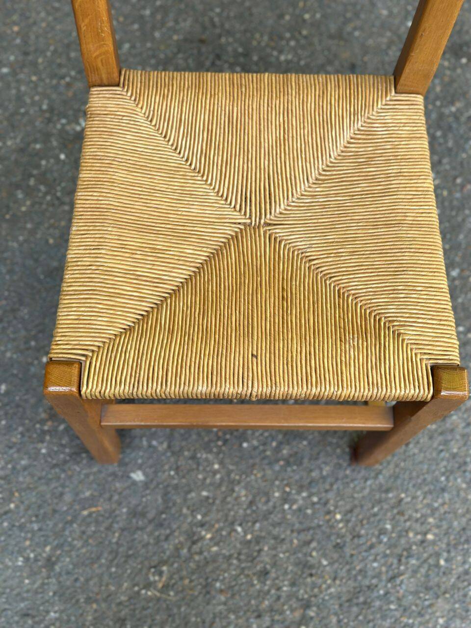 4 solid wood kitchen chairs with rush seats