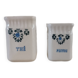 2 Saint-Uze stoneware spice pots