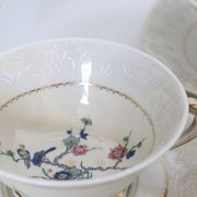 Set of 4 tea cups, porcelain Old Royal Factory of Limoges, Vintage