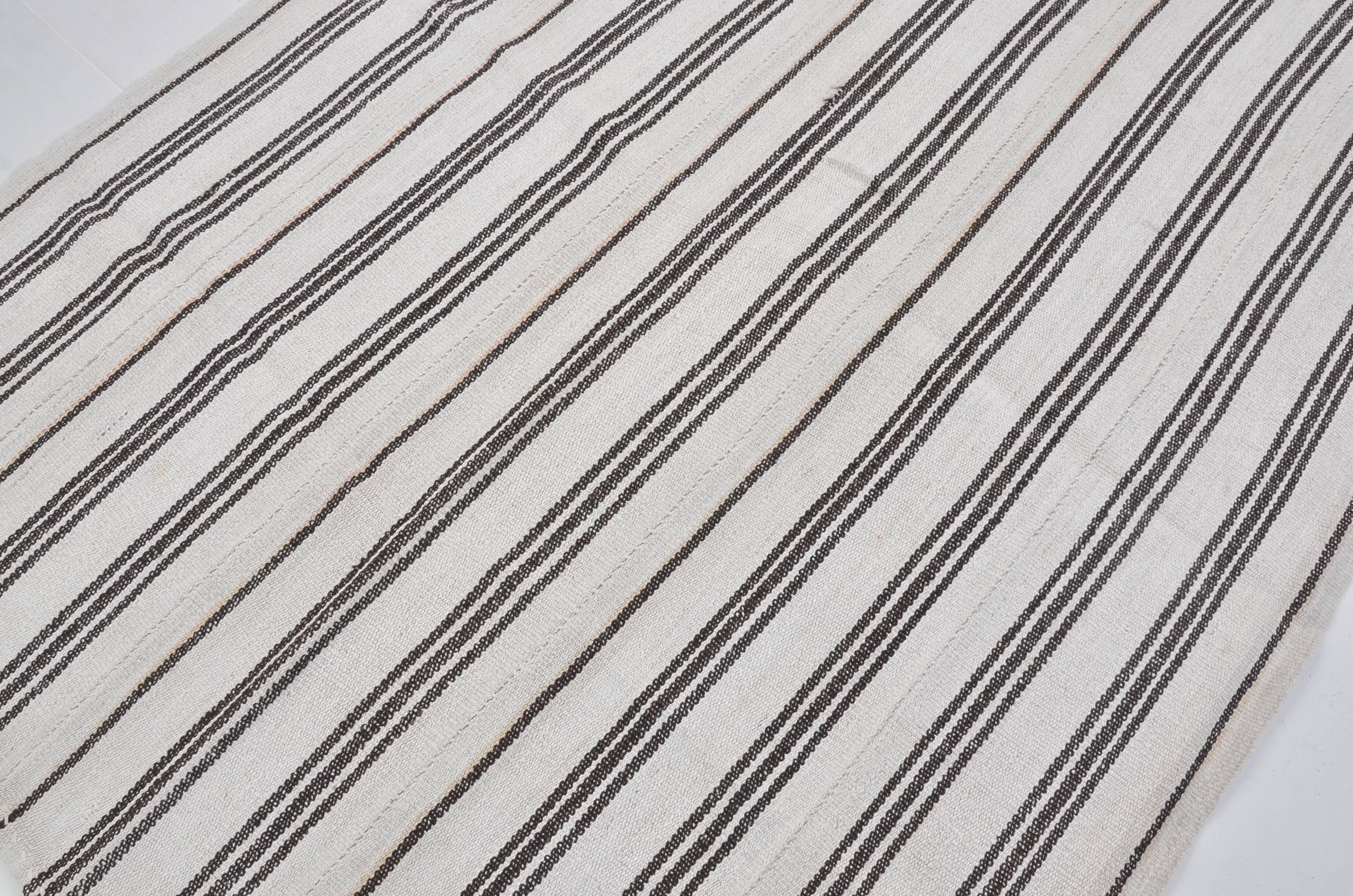Vintage Anatolian Striped Hemp Kilim Rug, Reference 3665