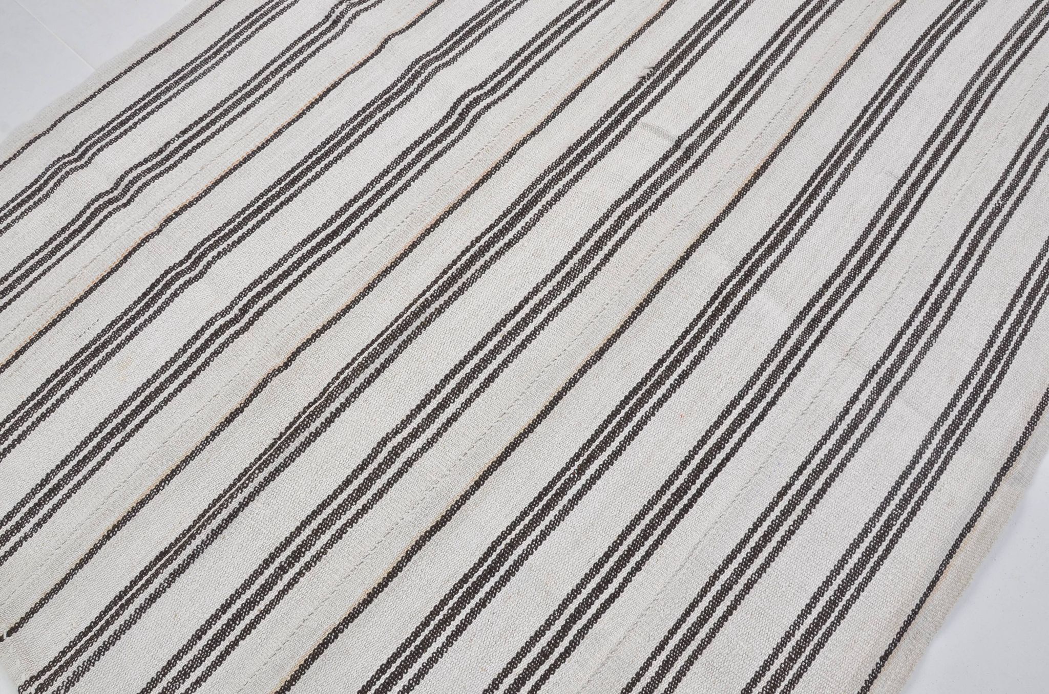 Vintage Anatolian Striped Hemp Kilim Rug, Reference 3665