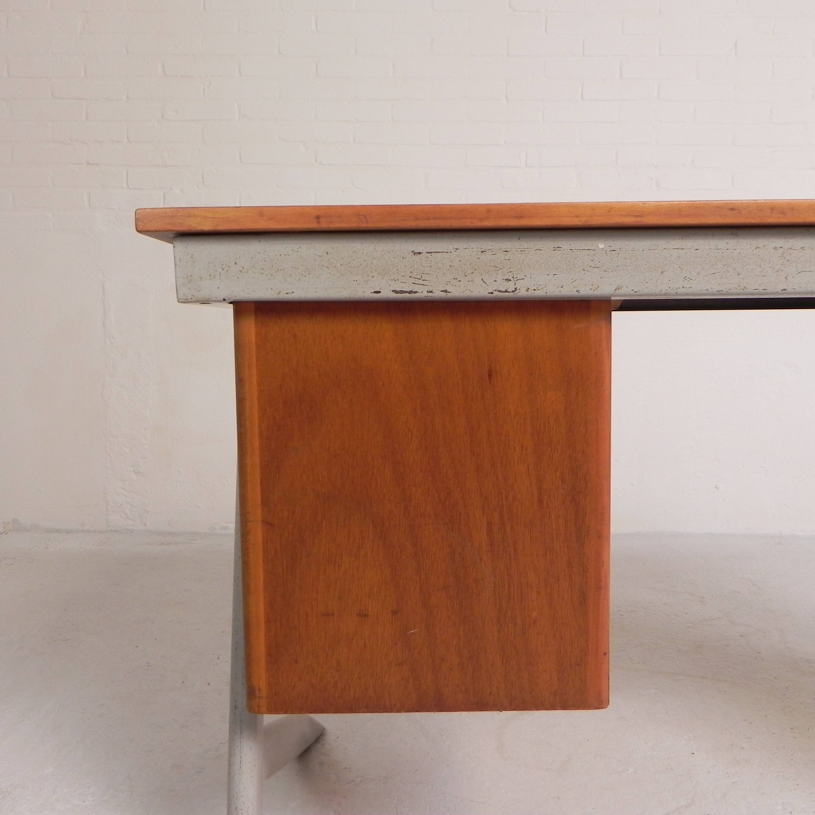 Industrial desk with 2 drawer units, 1960s.