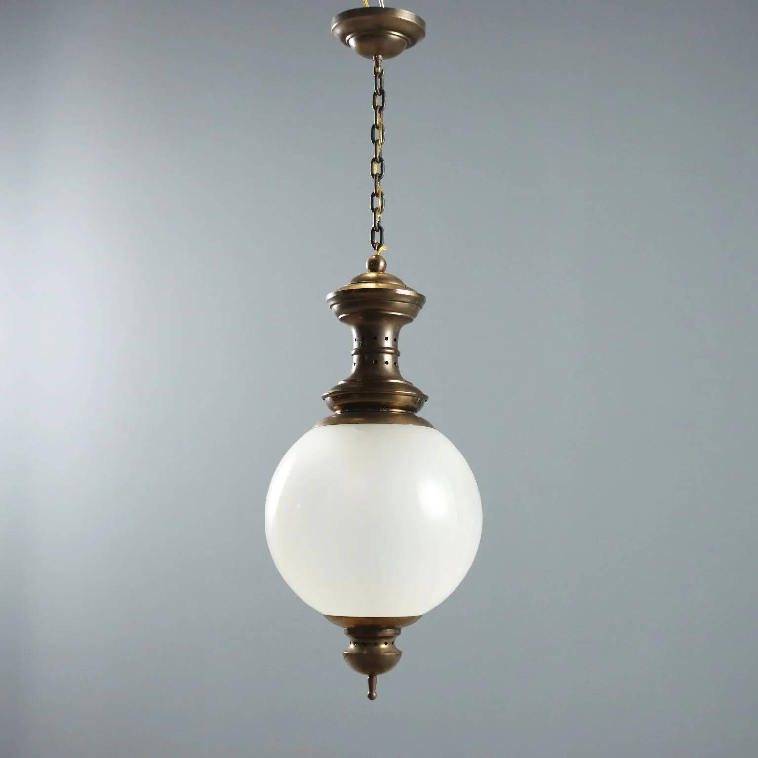 Vintage glass and brass pendant, Italy, 1950s