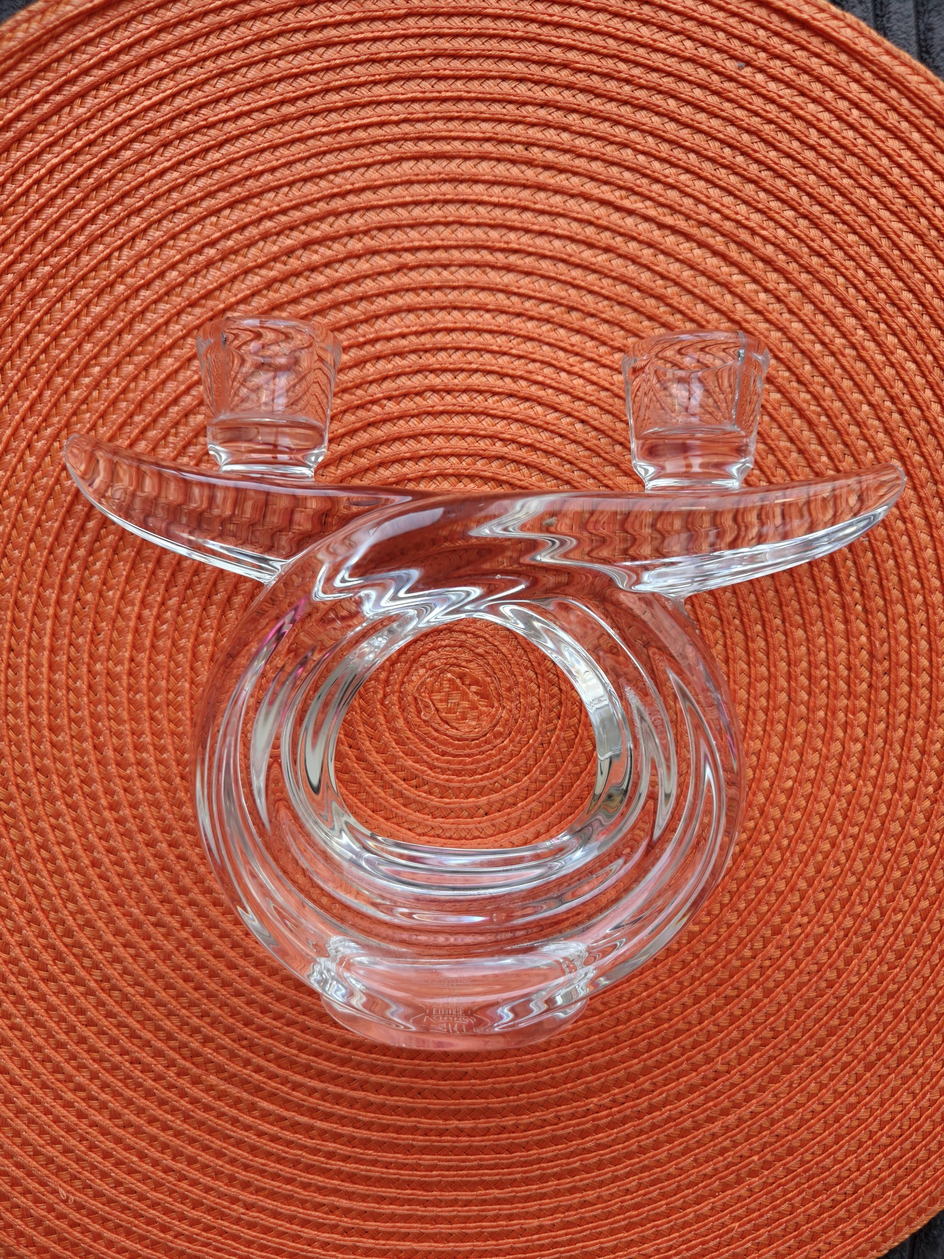Pair of crystal candlesticks from France, Vannes, vintage 60s/70s.