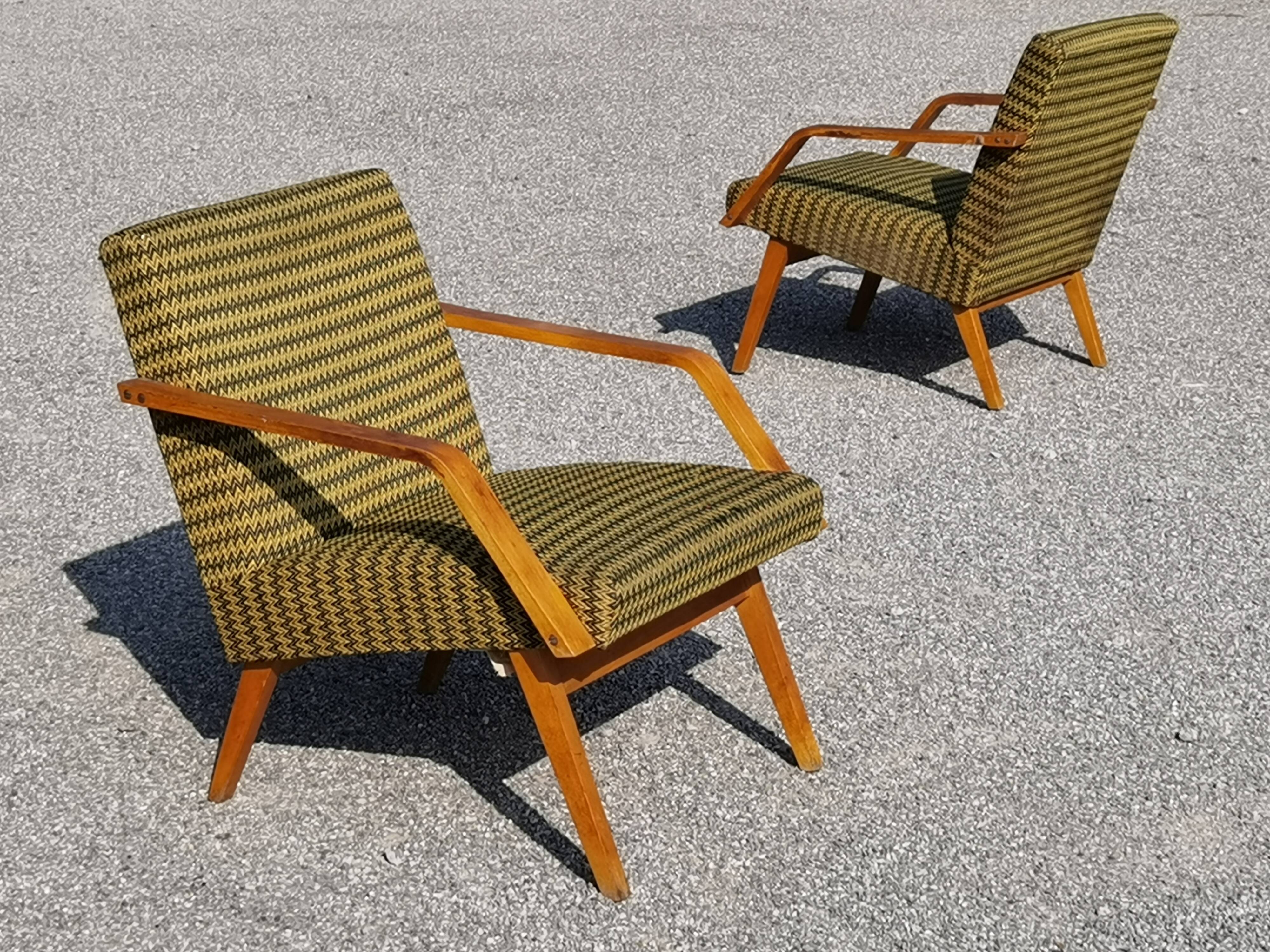 Pair of antique armchair Mier Topolcany green/yellow