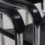 Set of 2 Italian Modern Saddle Leather and Chromed Steel Chairs 1980s
