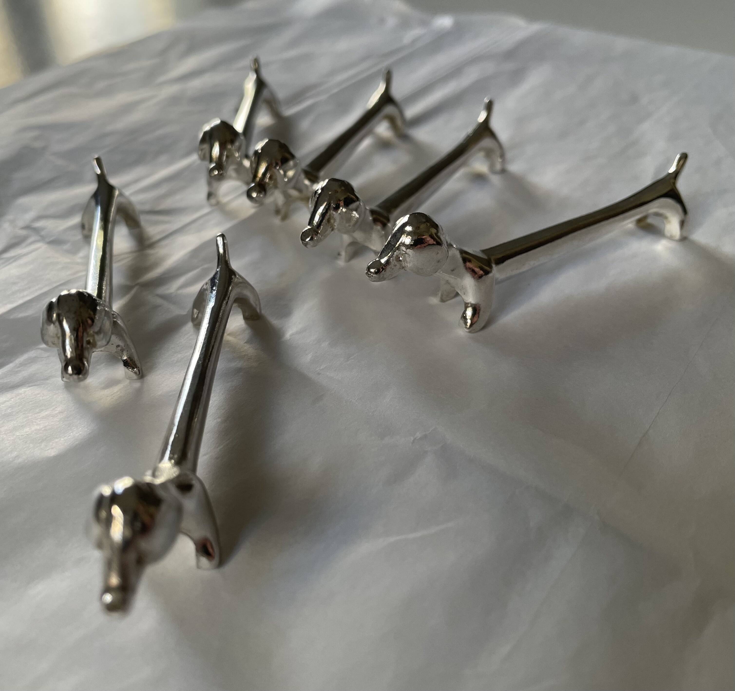 Vintage silver-plated dachshund knife rest