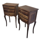 Pair of Louis XV style oak bedside tables