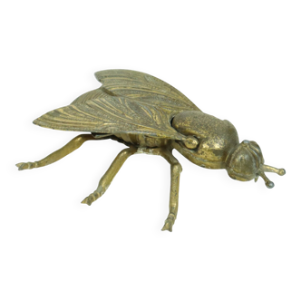 Vintage Copper Plated Fly Ashtray Figurine Italy Sixties