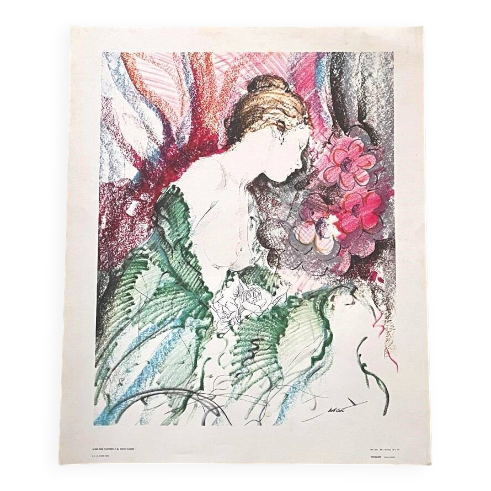 Art Print: 'Nude with Flowers' by Martí Carbó ~ Vintage 70s