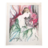 Art Print: 'Nude with Flowers' by Martí Carbó ~ Vintage 70s