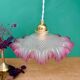 Vintage frosted glass pendant lampshade, half pink, half transparent