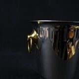Vintage 80s silver and gold stainless steel champagne bucket by Létang Rémy
