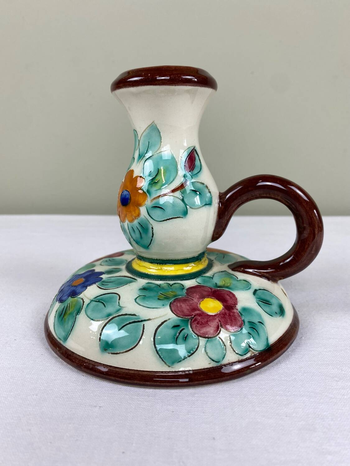 Decorated ceramic candle holder