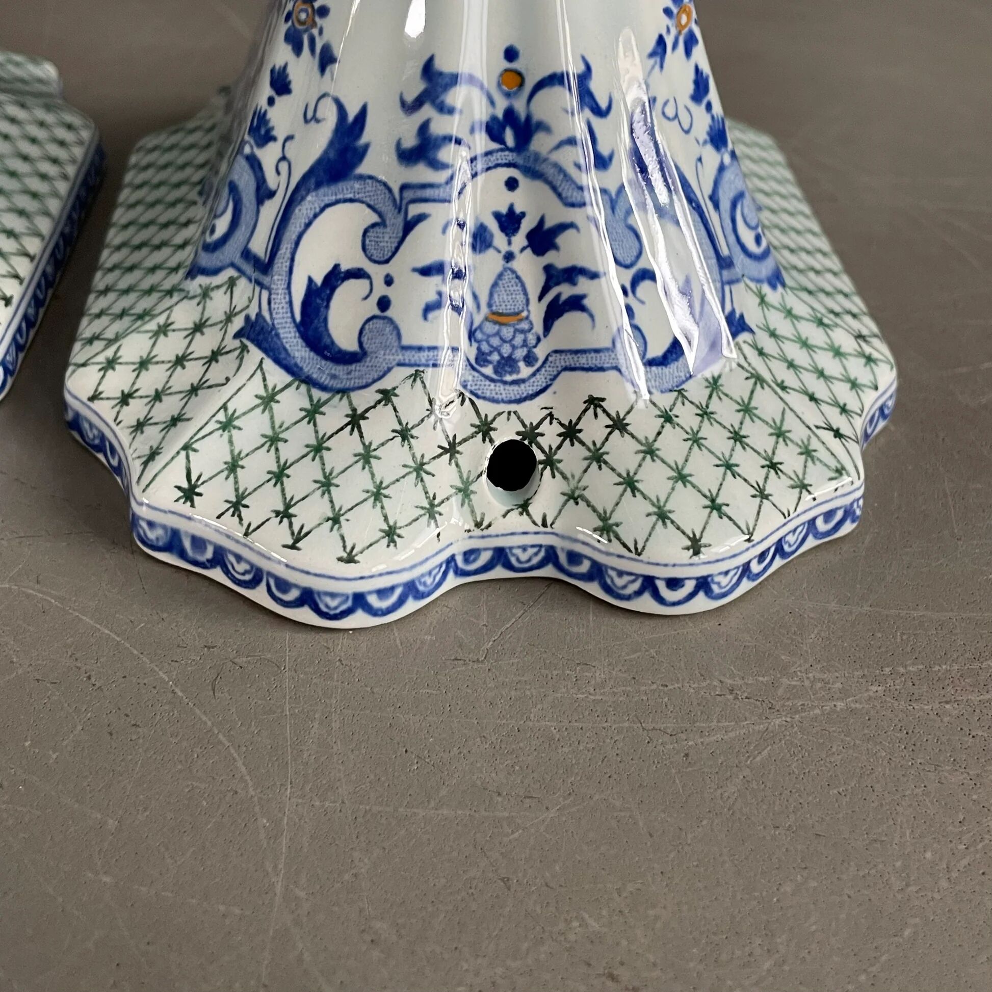 Pair of Gien earthenware candlesticks - lamp bases - Ref 1170