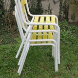 set of table and 4 chairs for garden or terrace in painted metal