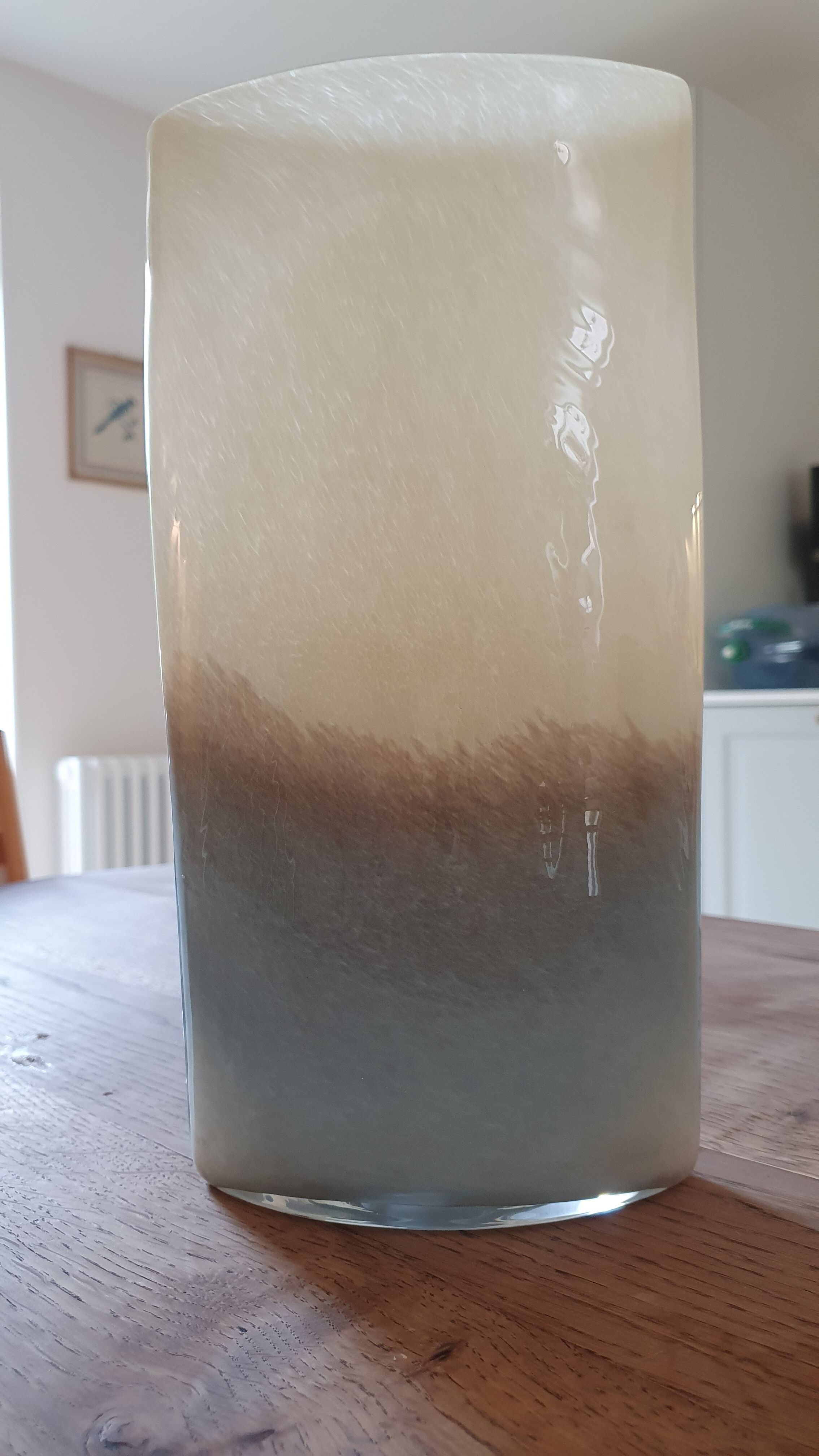 High oval vase in glass effect tie & dye natural gray beige