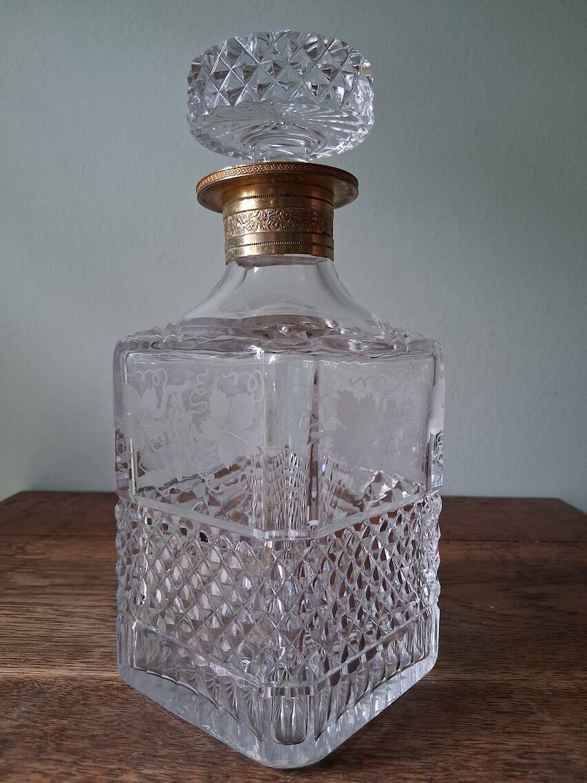 Crystal and gilded brass carafe