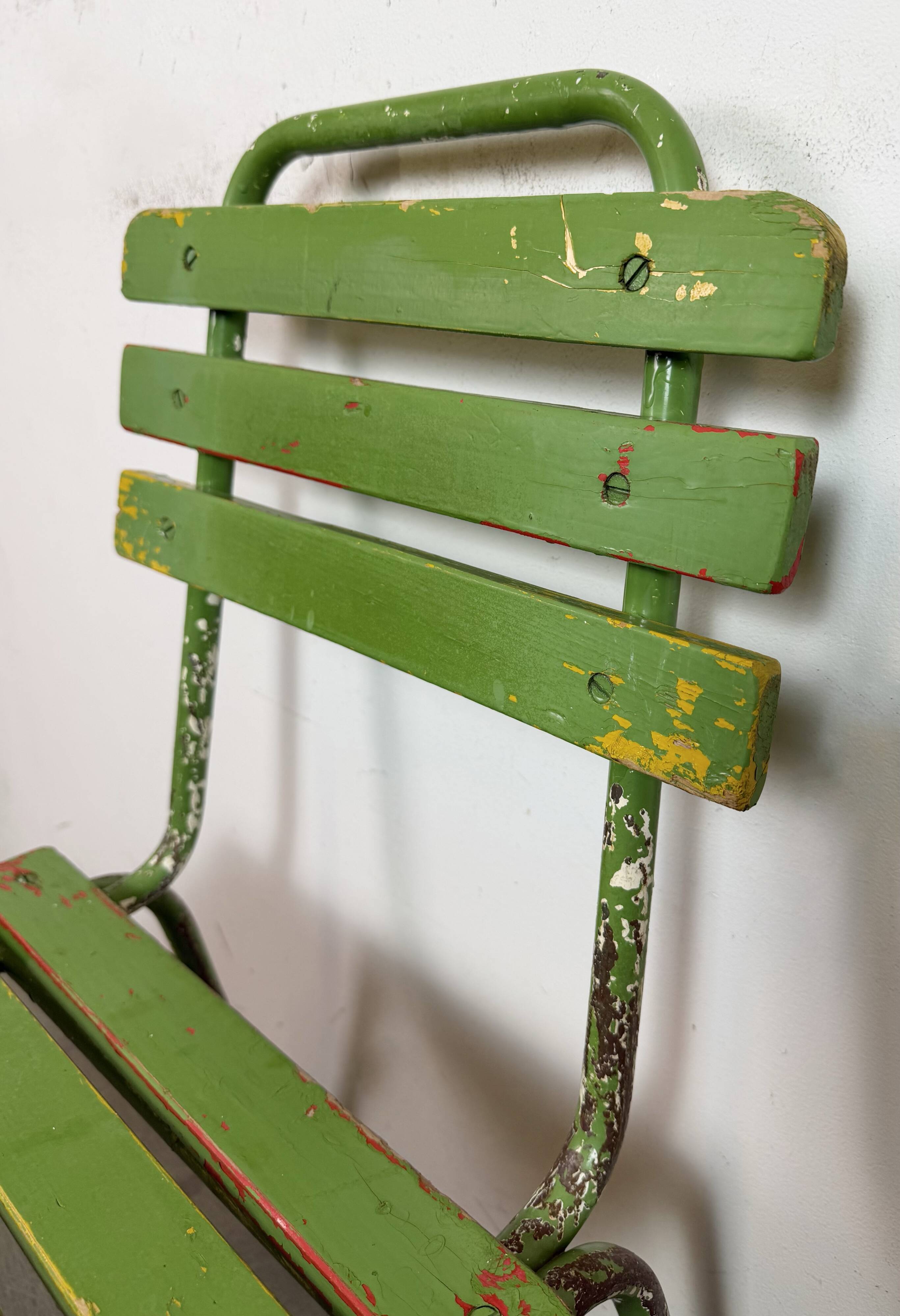 Chaise industrielle verte vintage, années 1960