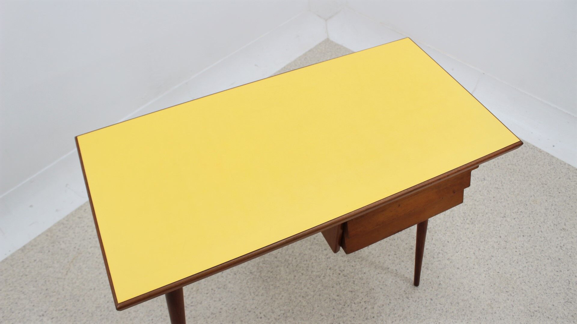 Mid century cherry wood desk with formica top