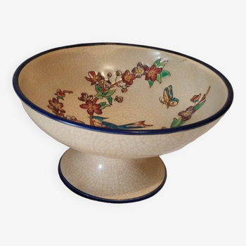 Standing cup in Longwy enamels "prunelle" earthenware from Récollets