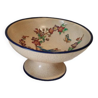 Standing cup in Longwy enamels "prunelle" earthenware from Récollets