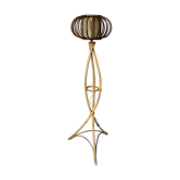 Lampadaire rotin bambou années 60