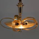 Tall art deco curved glass ceiling light from esc zukov, 1940s