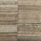 Naturel Wool Beige and Stone Grey Turkish Wool Kilim Rug, 233x293 Cm