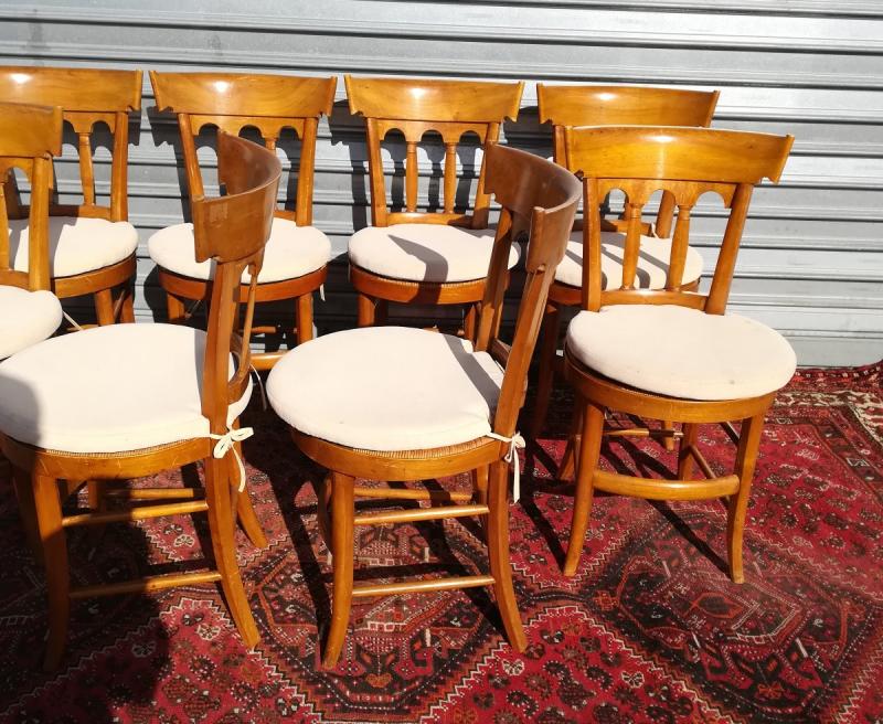 suite of 8 mulched chairs in cherry