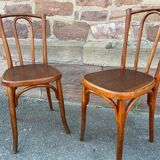Pair of chairs bistro coffee wood curved