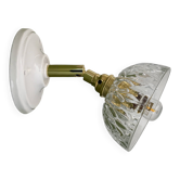 Applique abat-jour vintage en verre moulé - collection vaisselle -
