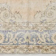 Turkish Pale Yellow & Pale Blue Vintage Rug, Oriental Pattern Wool Carpet